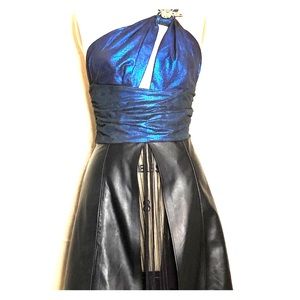 Cocktail party dress, custom print lamb skin